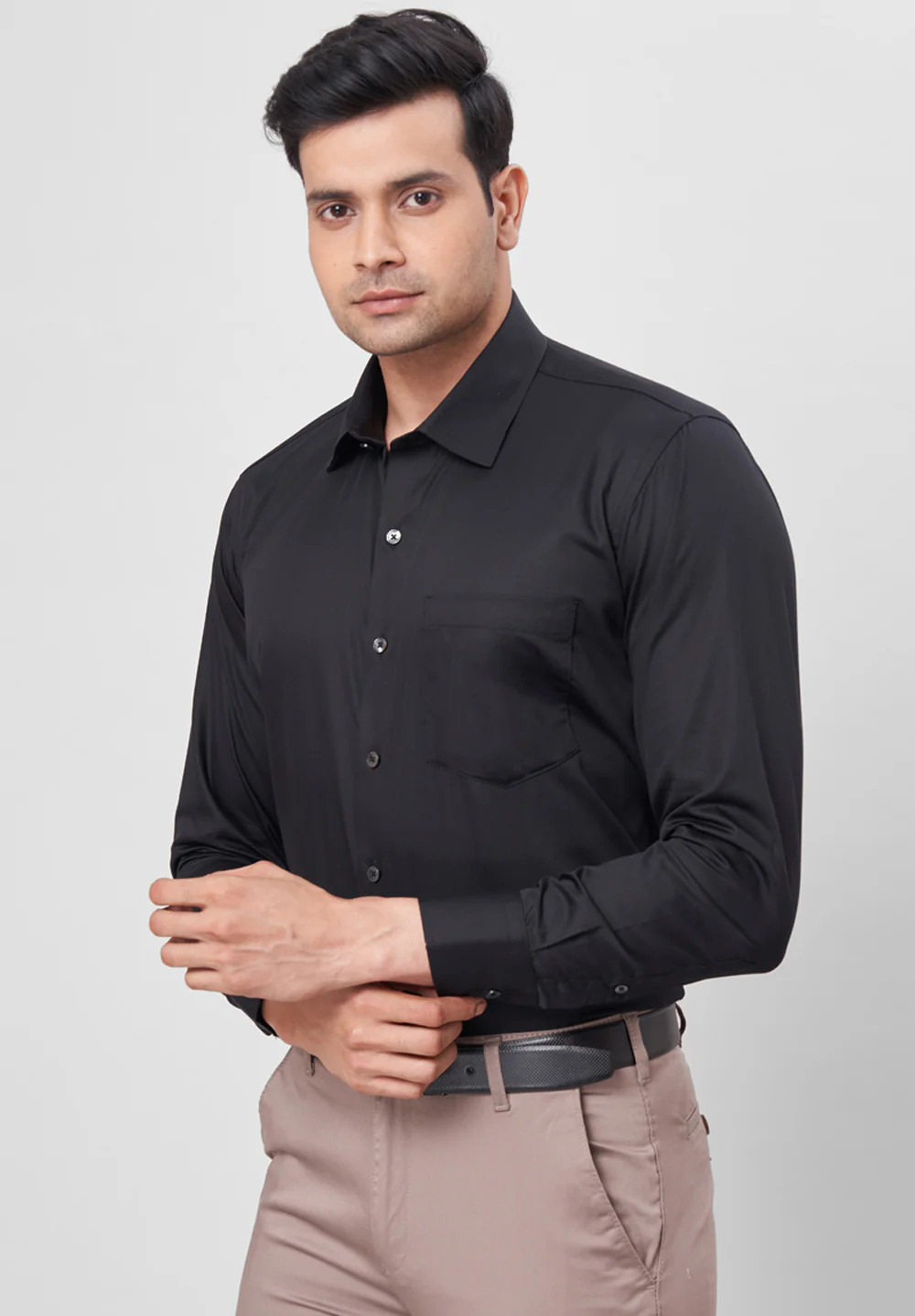 Men Black Regular Fit Formal Shirt - Image 5