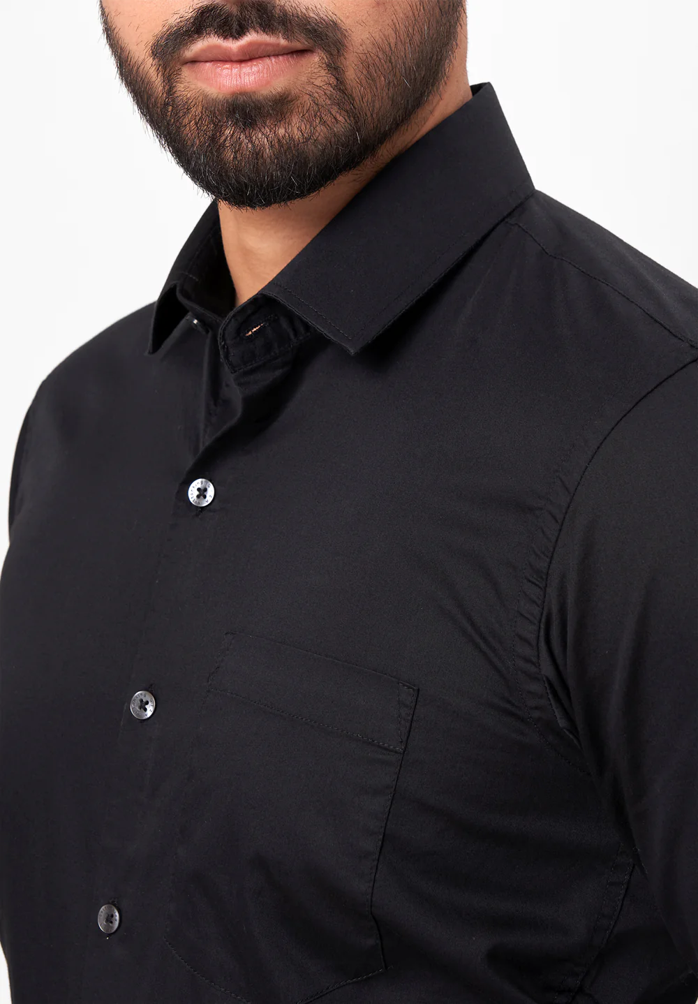 Men Black Slim Fit Formal Shirt - Image 3