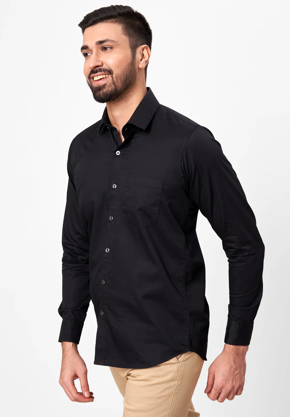 Men Black Slim Fit Formal Shirt - Image 4