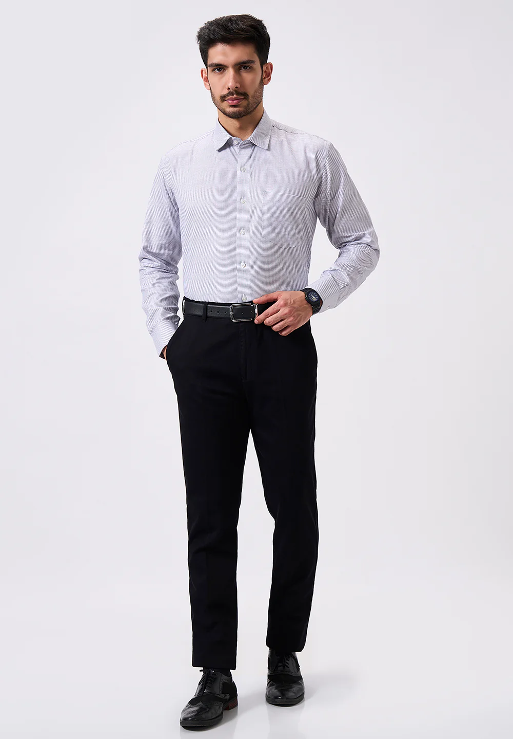 Men White Regular Fit Formal Shirt - Image 5