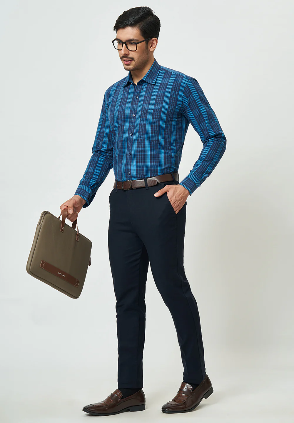 Men Blue Regular Fit Formal Shirt - Image 5