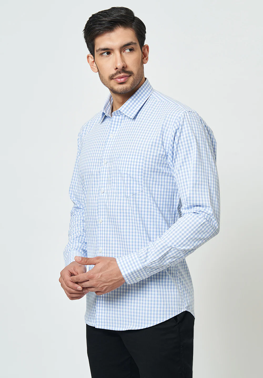 Men Blue Slim Fit Formal Shirt - Image 2