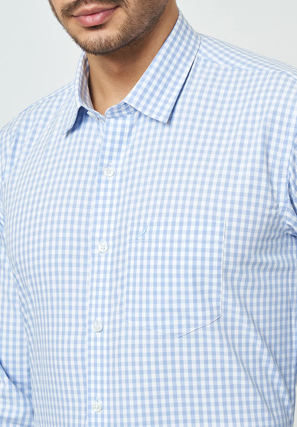 Men Blue Slim Fit Formal Shirt - Image 4