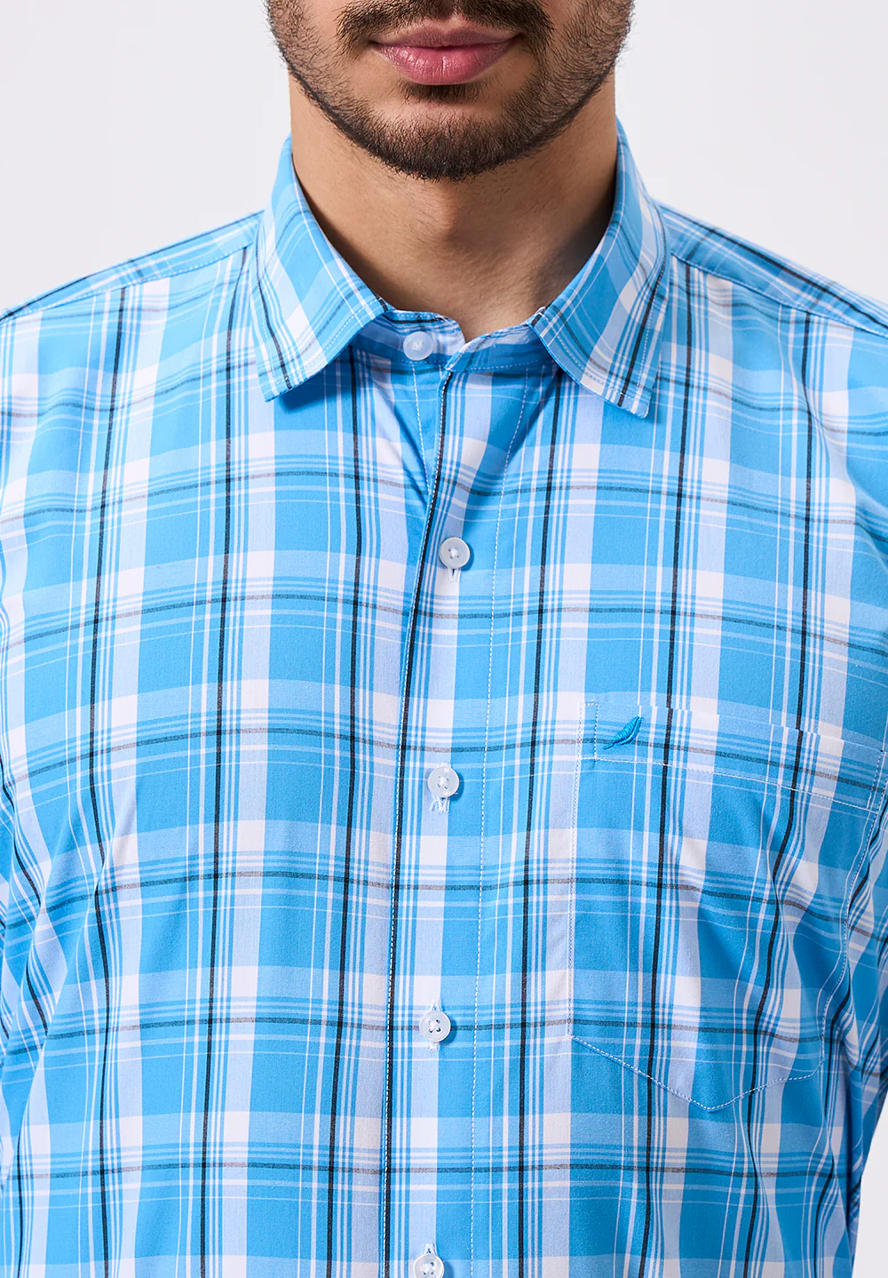 Men Blue Regular Fit Formal Shirt - Image 4