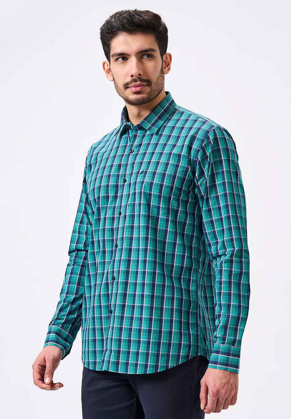 Men Blue Slim Fit Formal Shirt - Image 2