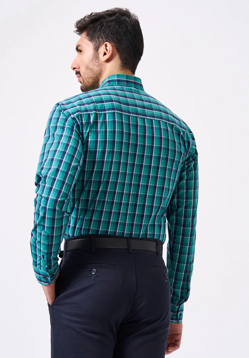 Men Blue Slim Fit Formal Shirt - Image 3