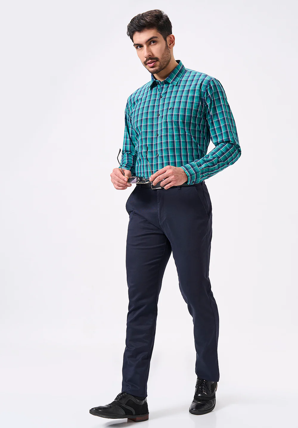 Men Blue Slim Fit Formal Shirt - Image 4
