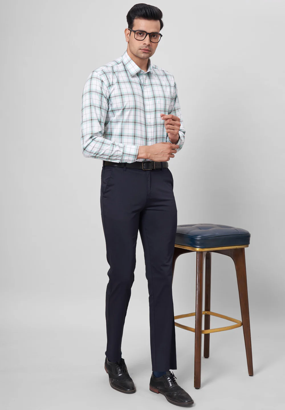 Men Blue Regular Fit Formal Shirt - Image 4