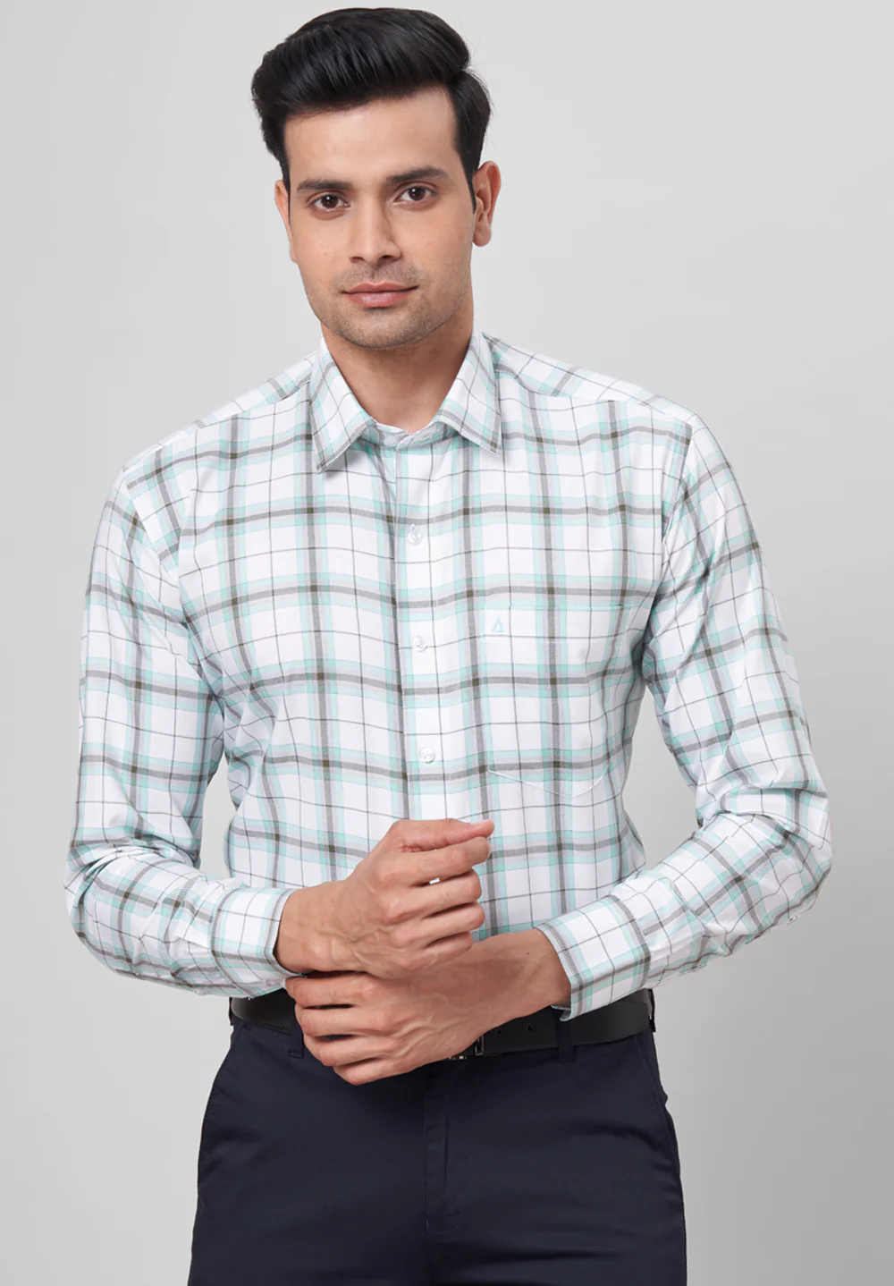 Men Blue Regular Fit Formal Shirt - Image 5