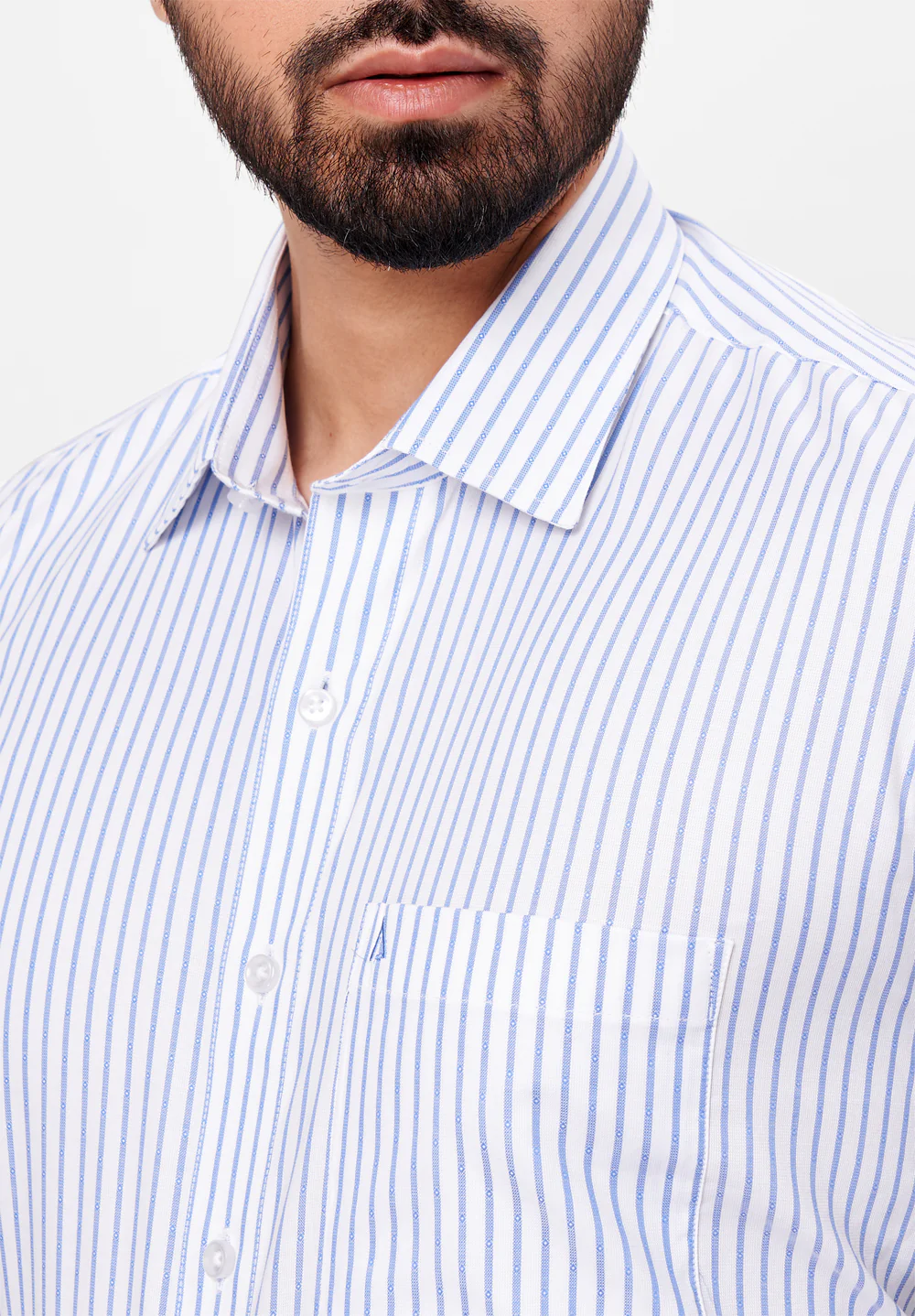 Men Blue Regular Fit Formal Shirt - Image 3