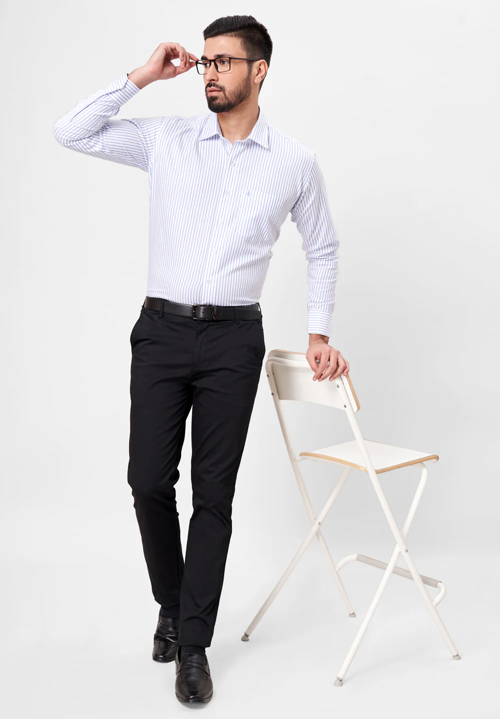 Men Blue Regular Fit Formal Shirt - Image 5