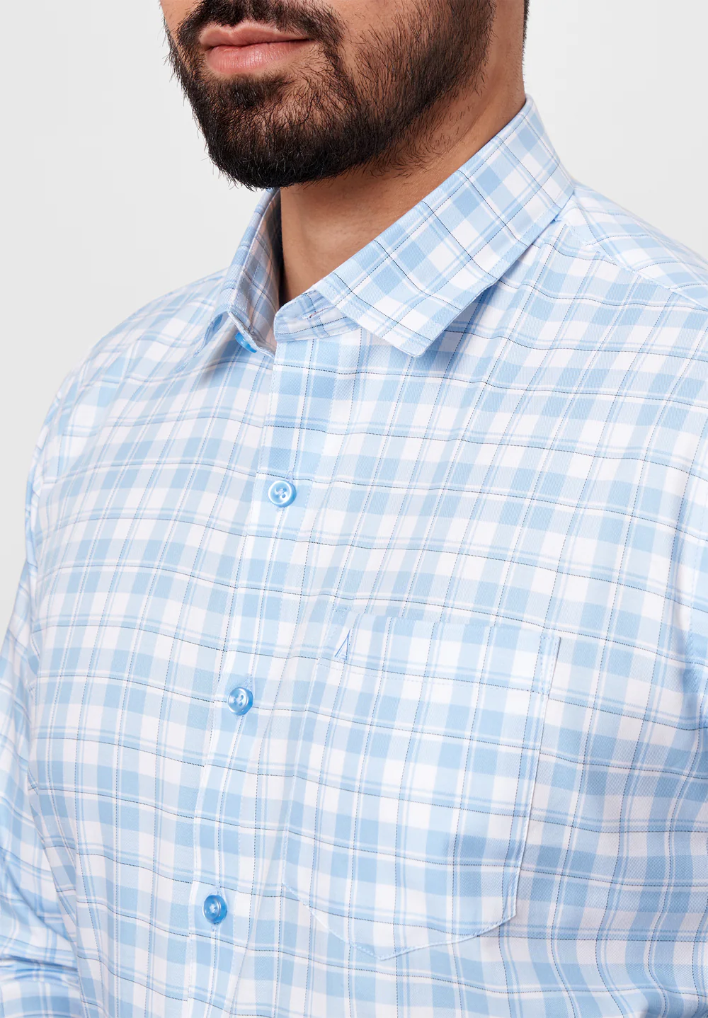 Men Blue Slim Fit Formal Shirt - Image 3