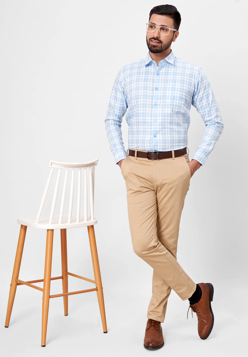 Men Blue Slim Fit Formal Shirt - Image 5