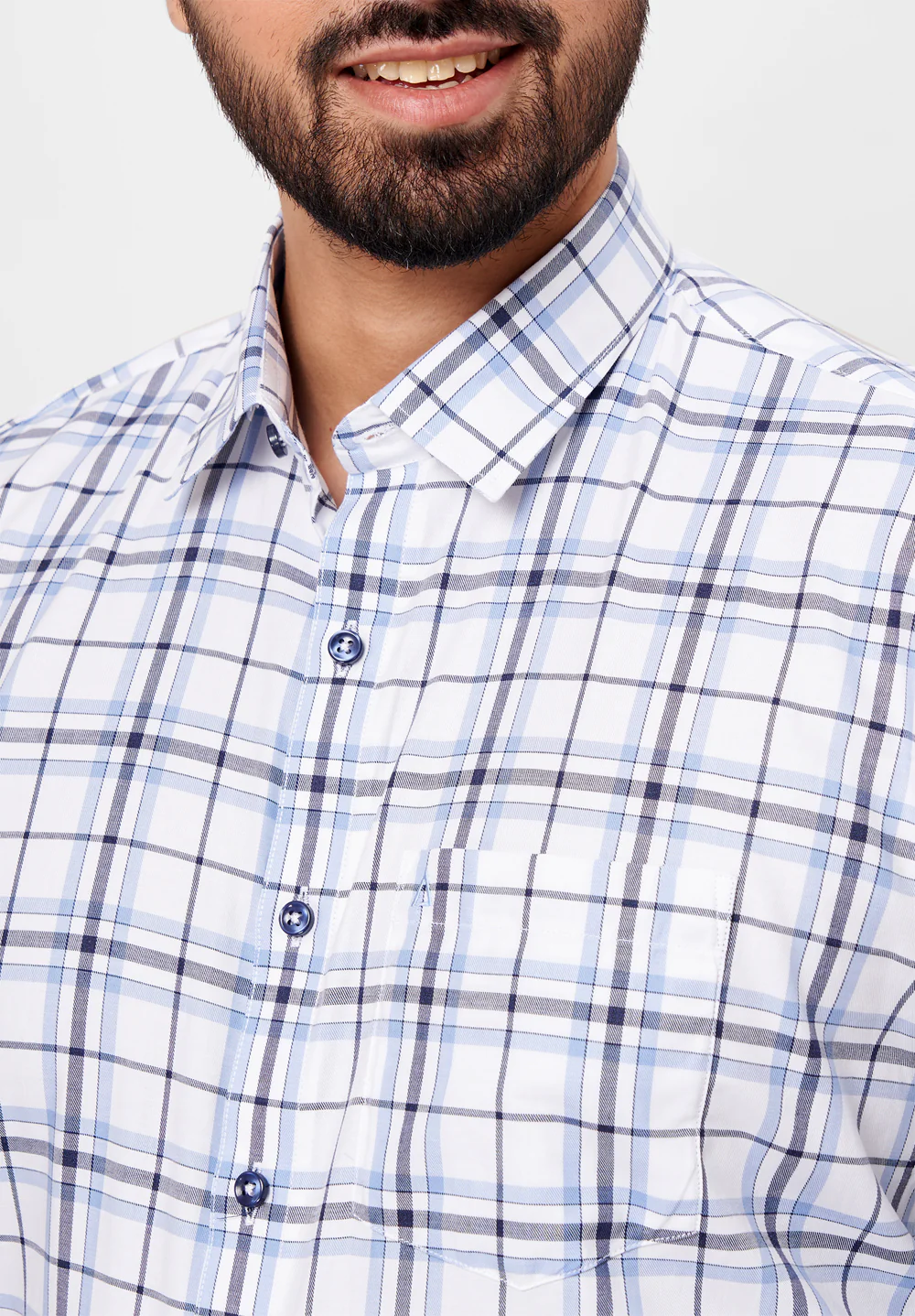 Men Blue Slim Fit Formal Shirt - Image 3