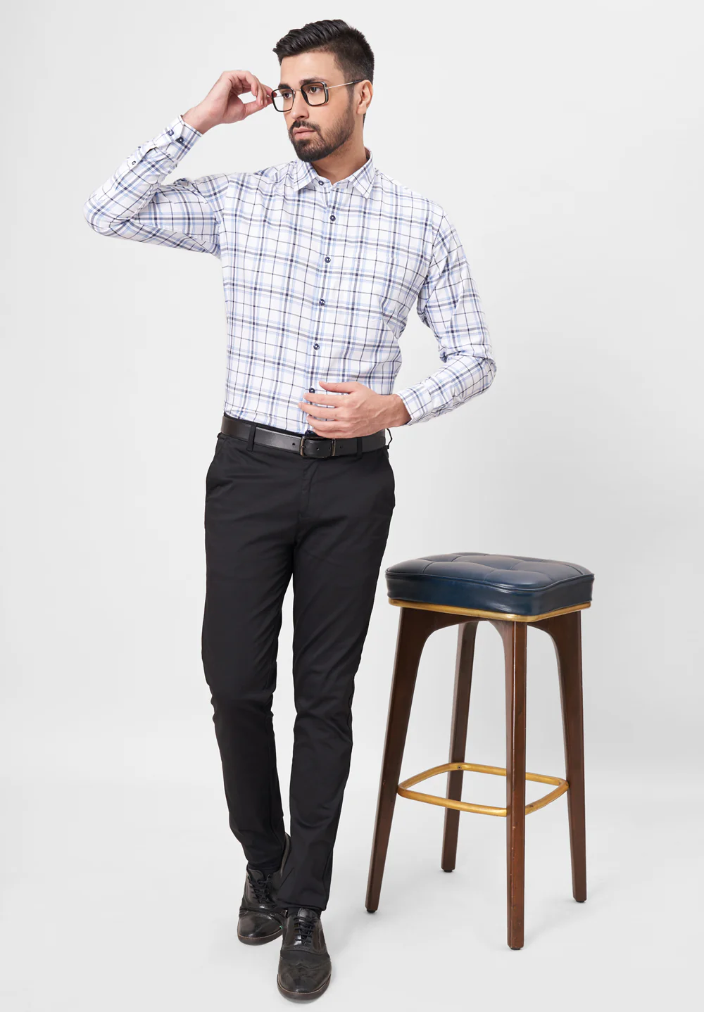 Men Blue Slim Fit Formal Shirt - Image 4