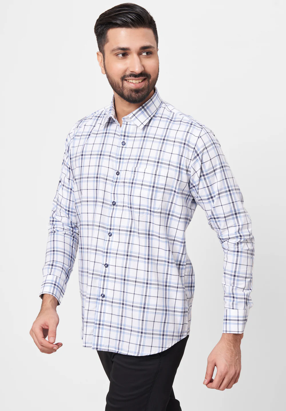 Men Blue Slim Fit Formal Shirt - Image 5