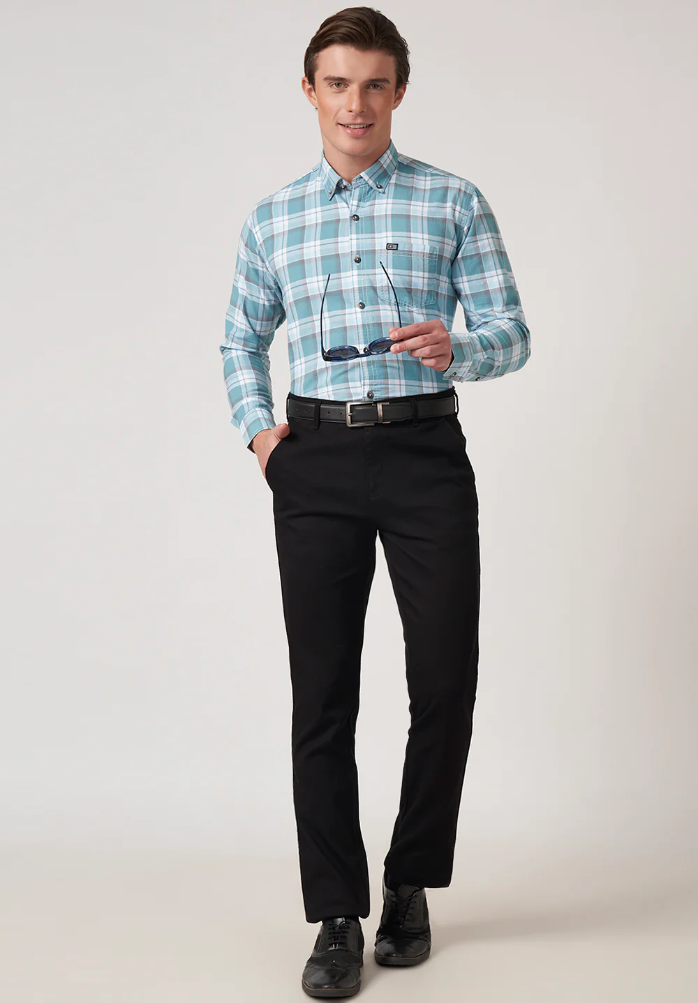 Men Blue Slim Fit Formal Shirt - Image 5