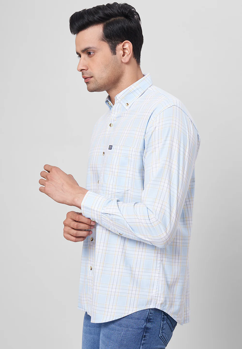 Men Blue Smart Fit Formal Shirt - Image 4