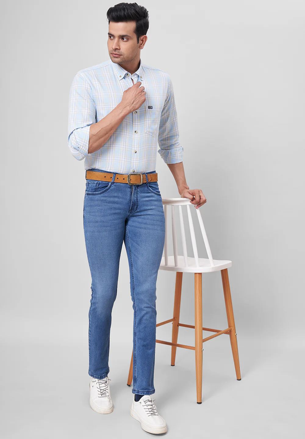 Men Blue Smart Fit Formal Shirt - Image 5