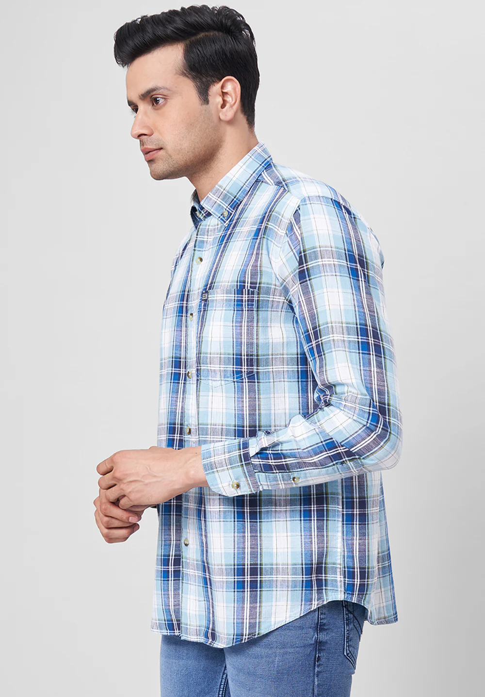 Men Blue Smart Fit Formal Shirt - Image 2