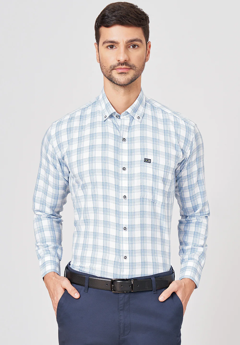 Men Blue Smart Fit Formal Shirt