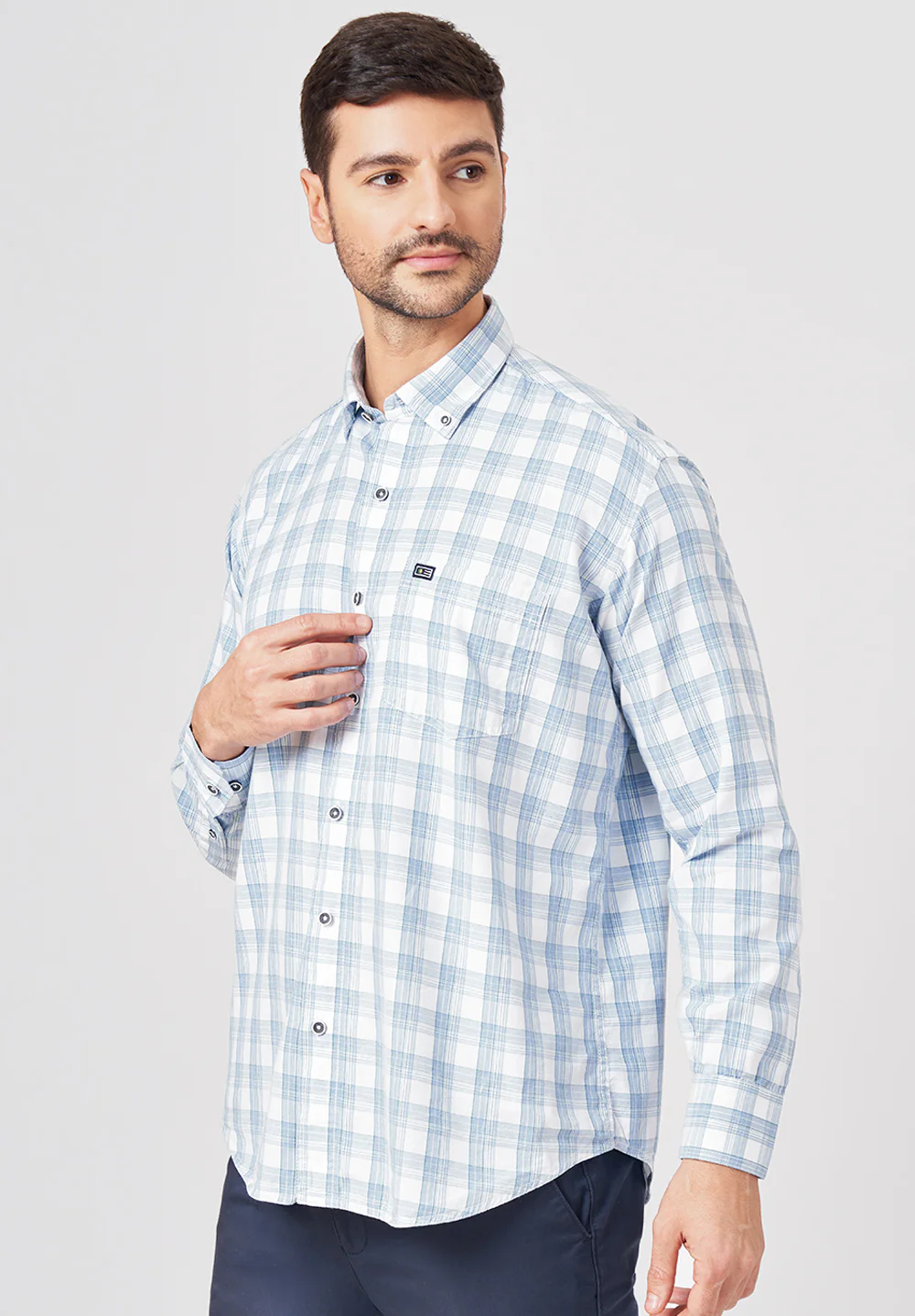 Men Blue Smart Fit Formal Shirt - Image 2