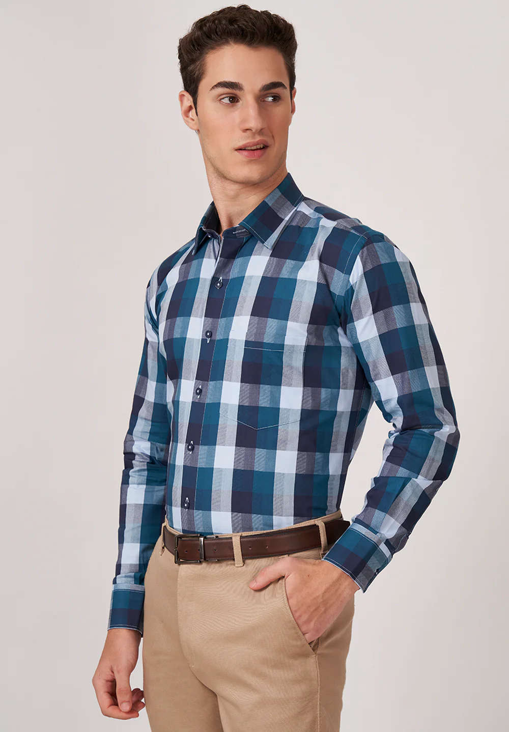 Men Blue Regular Fit Formal Shirt - Image 3