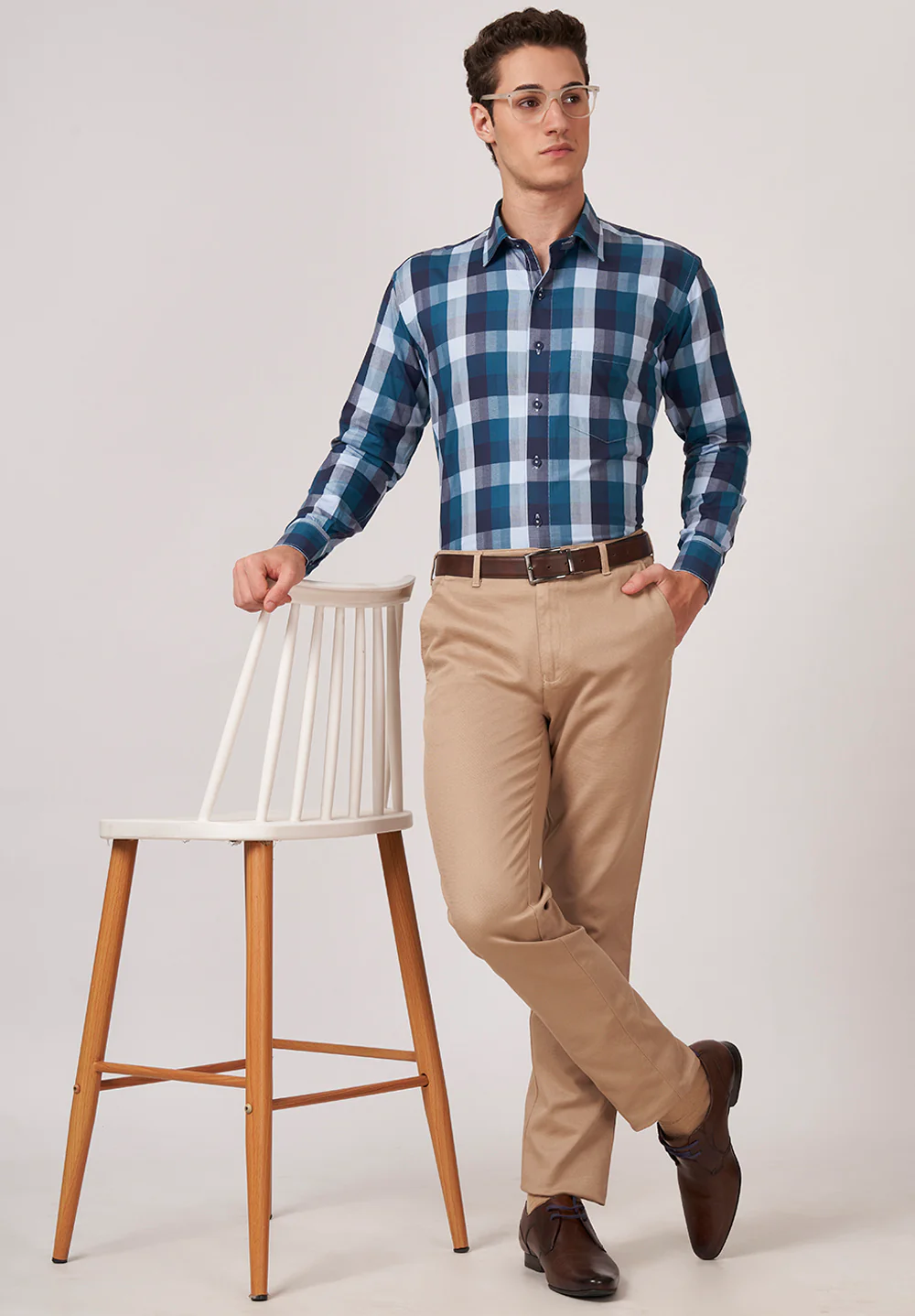 Men Blue Regular Fit Formal Shirt - Image 4