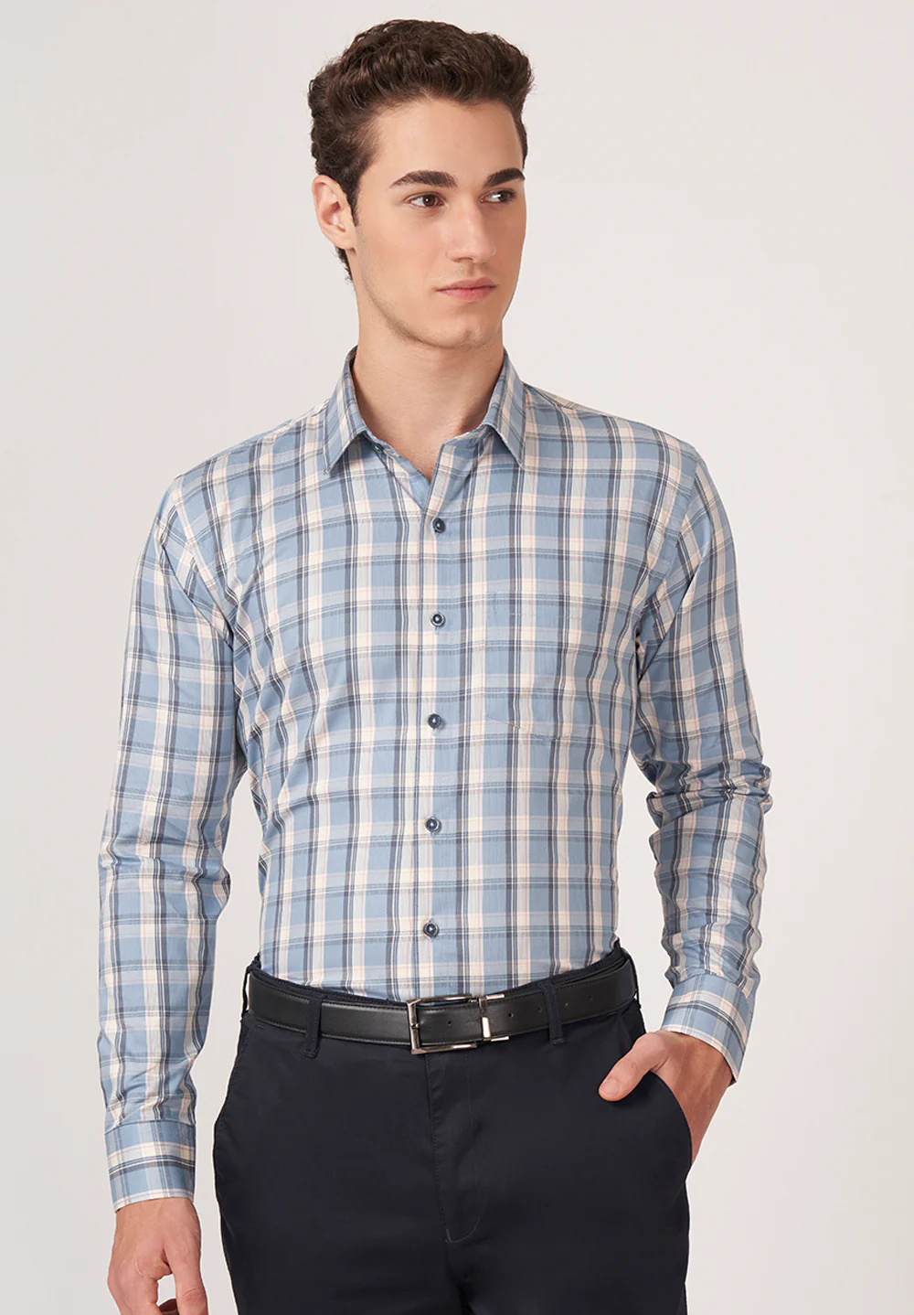 Men Blue Slim Fit Formal Shirt