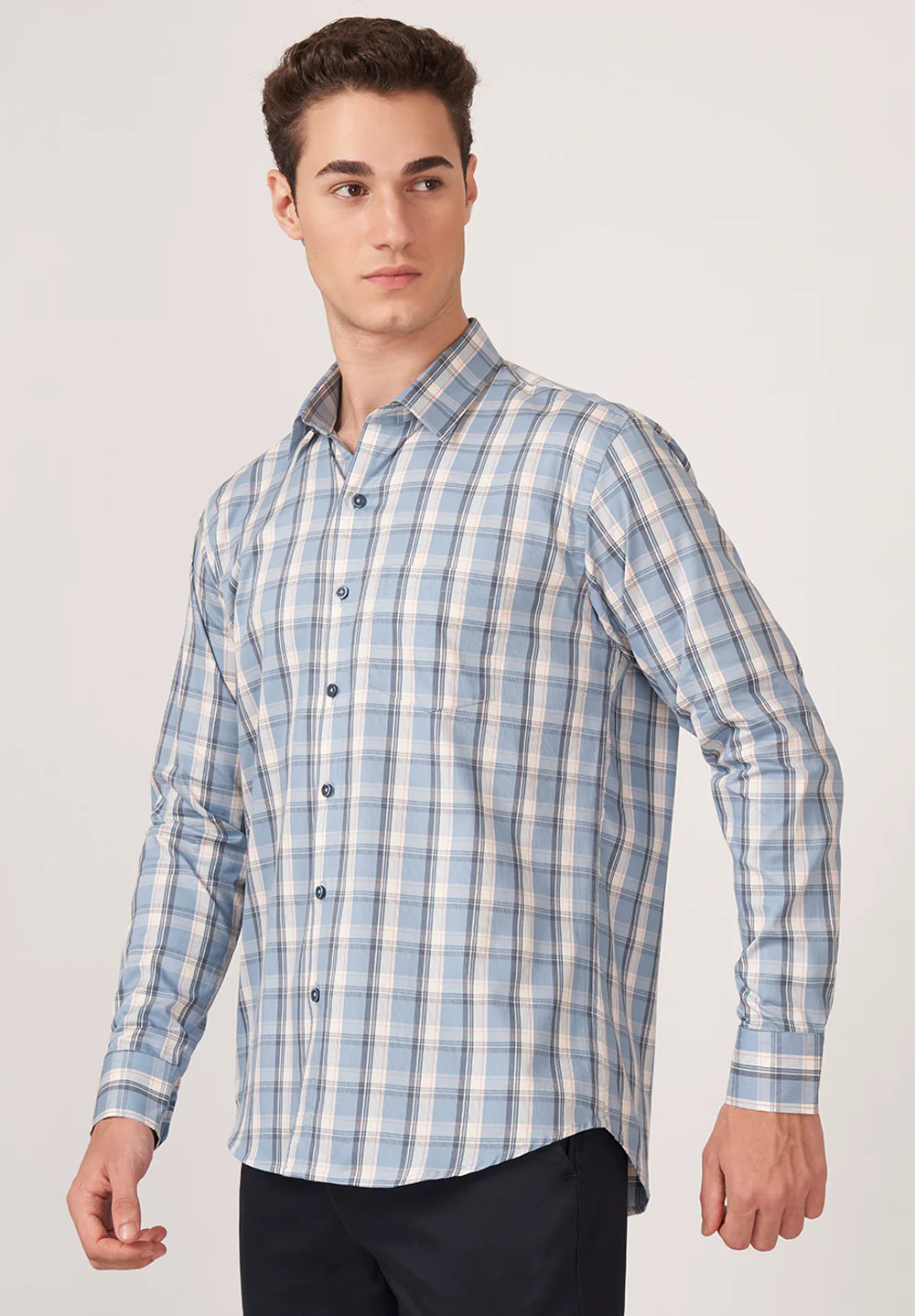 Men Blue Slim Fit Formal Shirt - Image 2