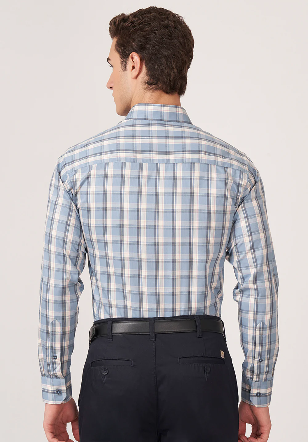 Men Blue Slim Fit Formal Shirt - Image 3