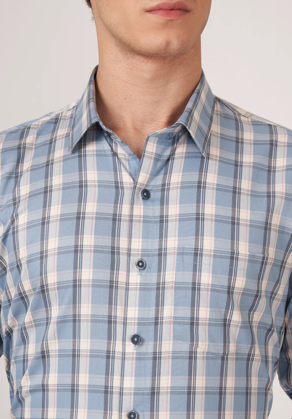 Men Blue Slim Fit Formal Shirt - Image 4