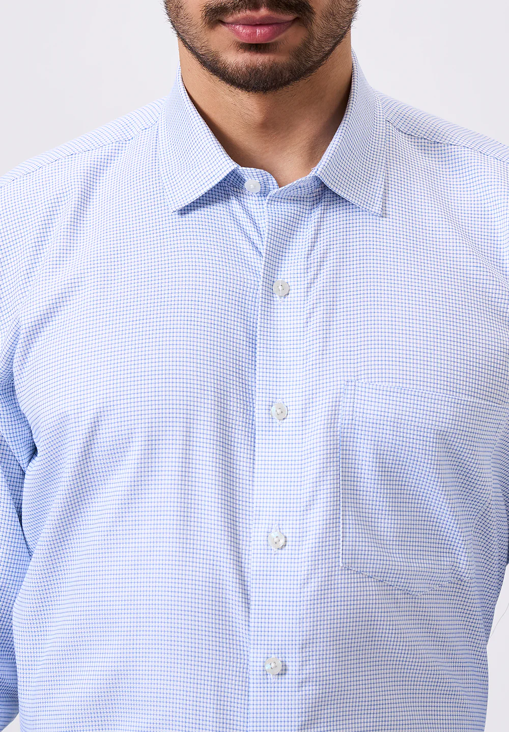 Men Blue Regular Fit Formal Shirt - Image 3