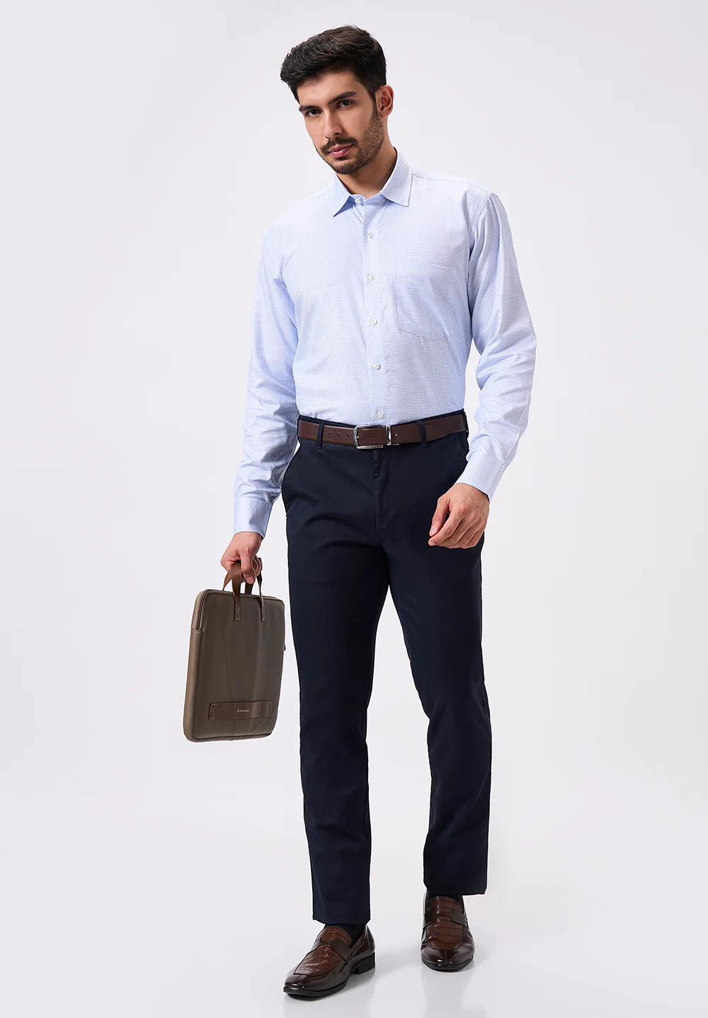 Men Blue Regular Fit Formal Shirt - Image 5