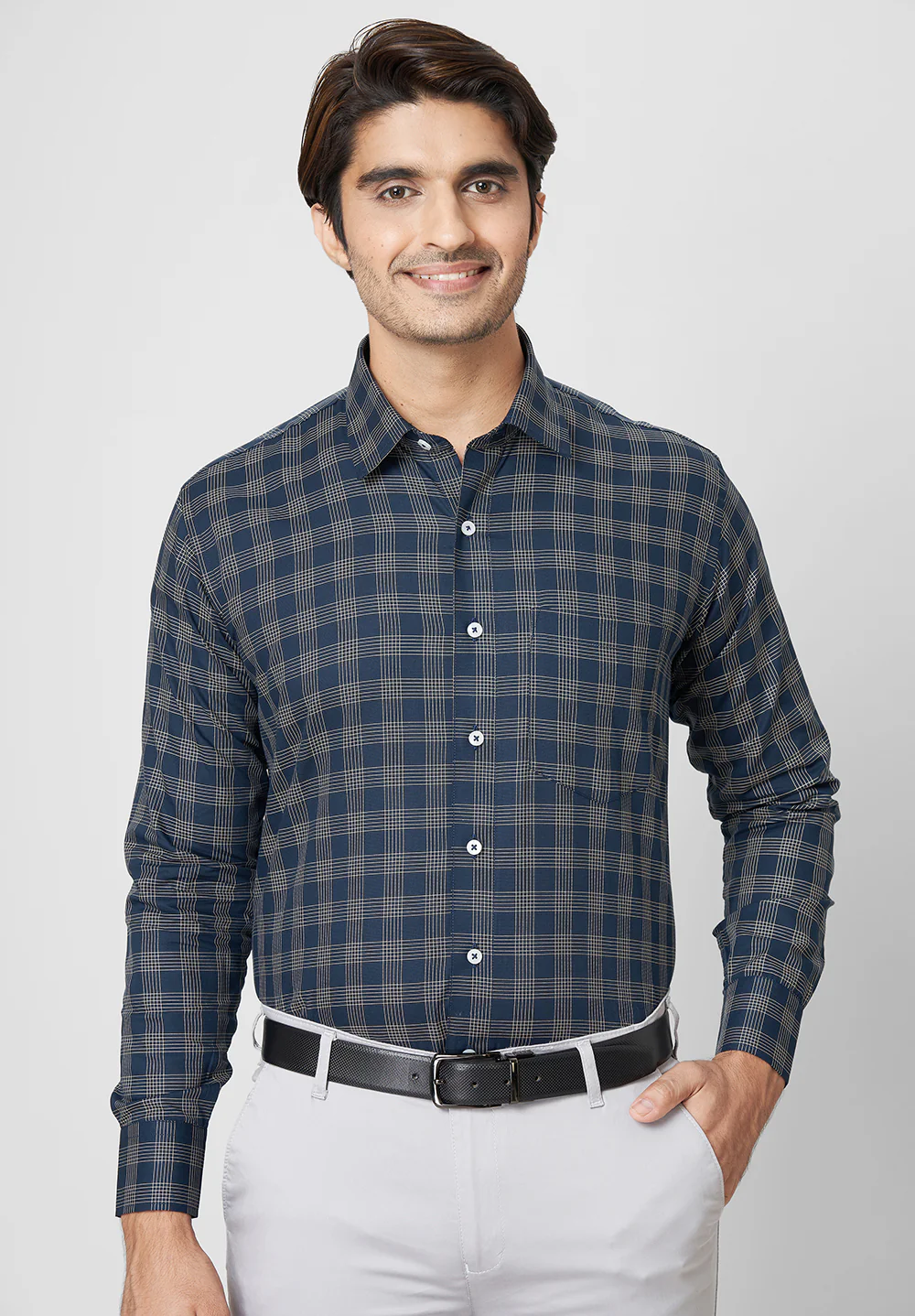 Men Blue Regular Fit Formal Shirt - Image 5