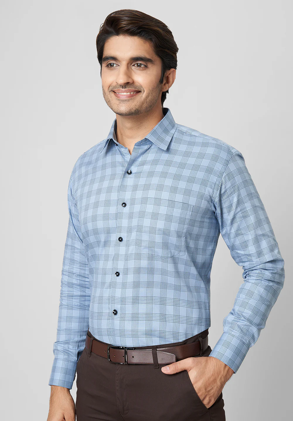 Men Blue Regular Fit Formal Shirt - Image 3