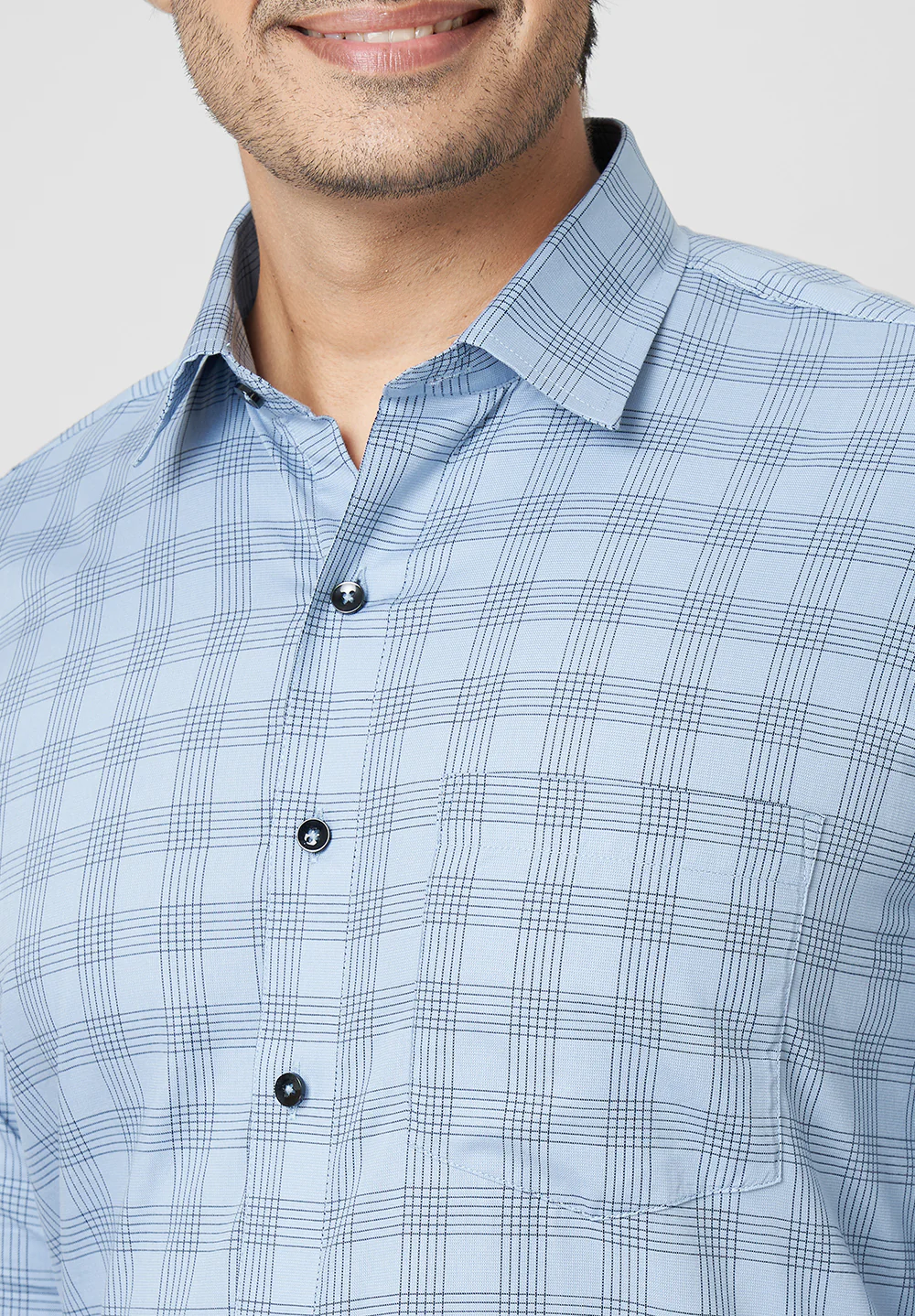 Men Blue Regular Fit Formal Shirt - Image 5