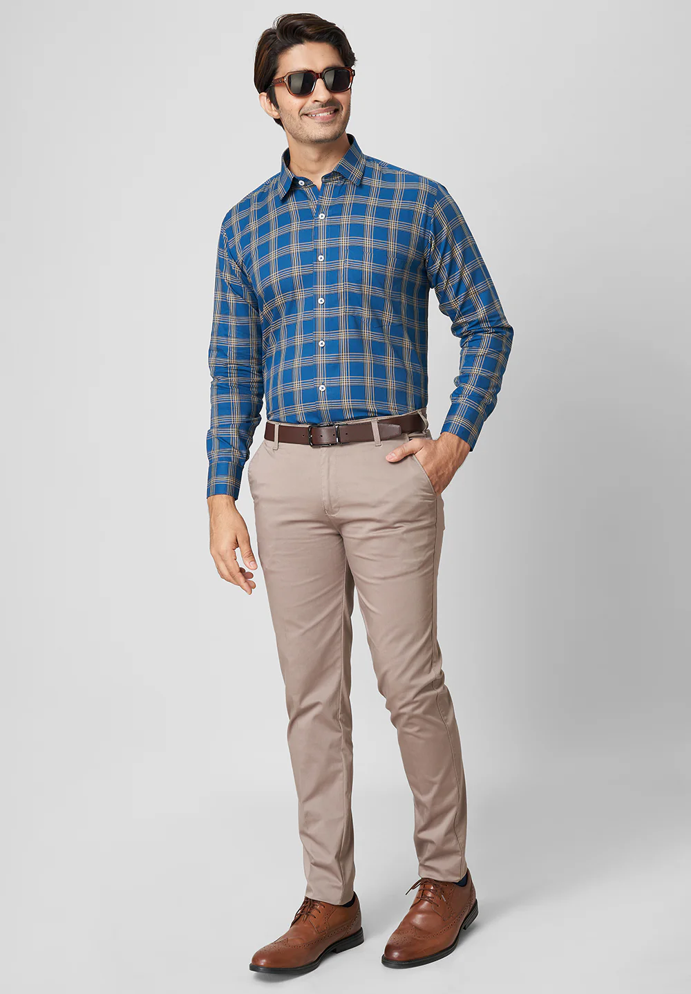 Men Blue Regular Fit Formal Shirt - Image 4