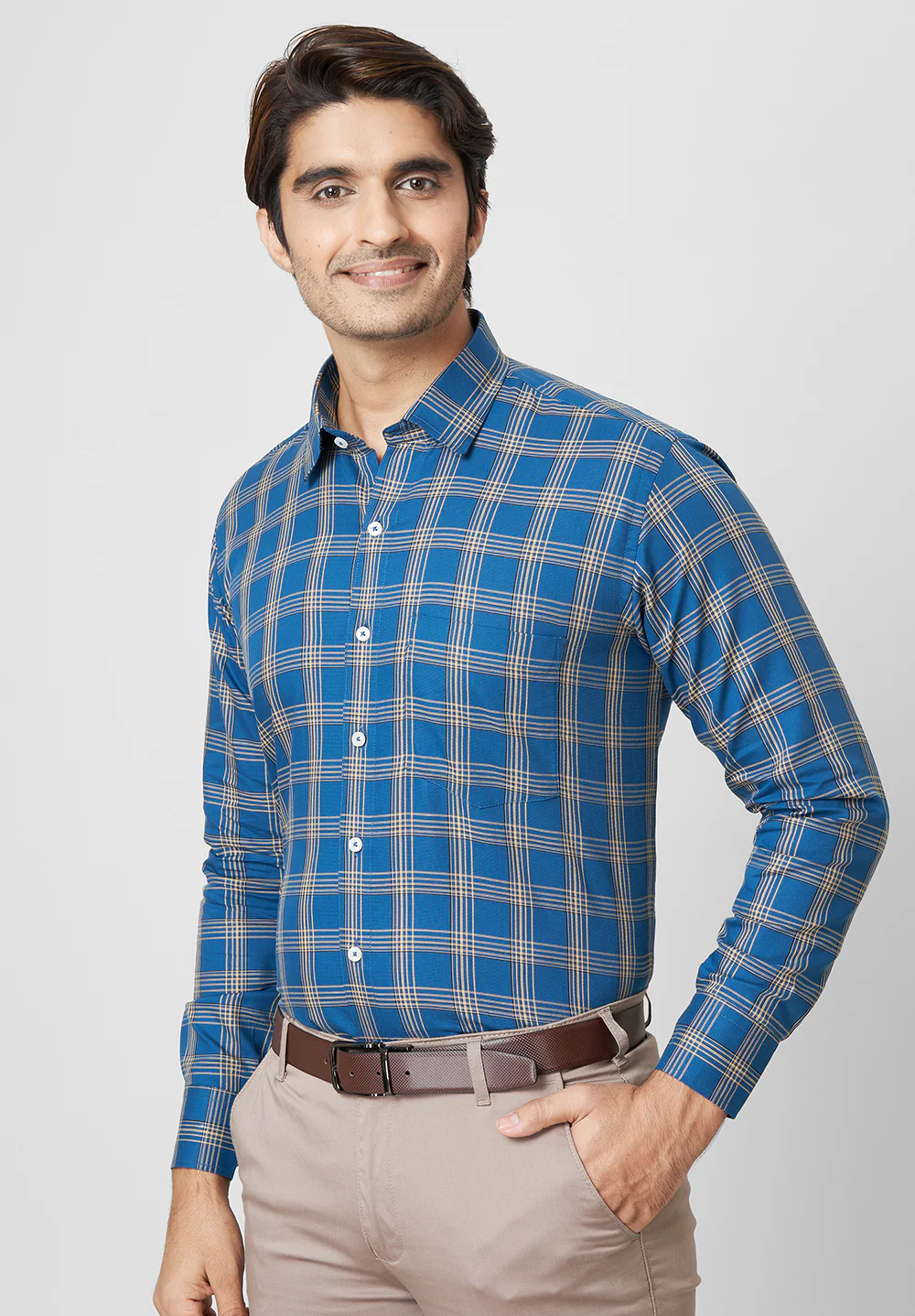 Men Blue Regular Fit Formal Shirt - Image 5