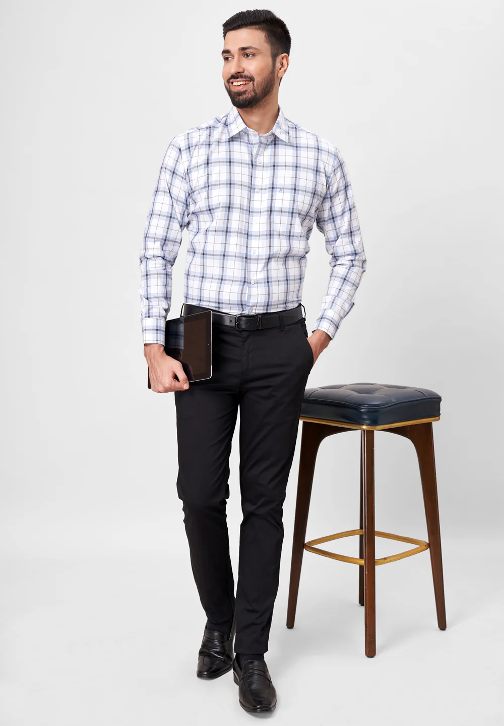 Men Blue Regular Fit Formal Shirt - Image 3