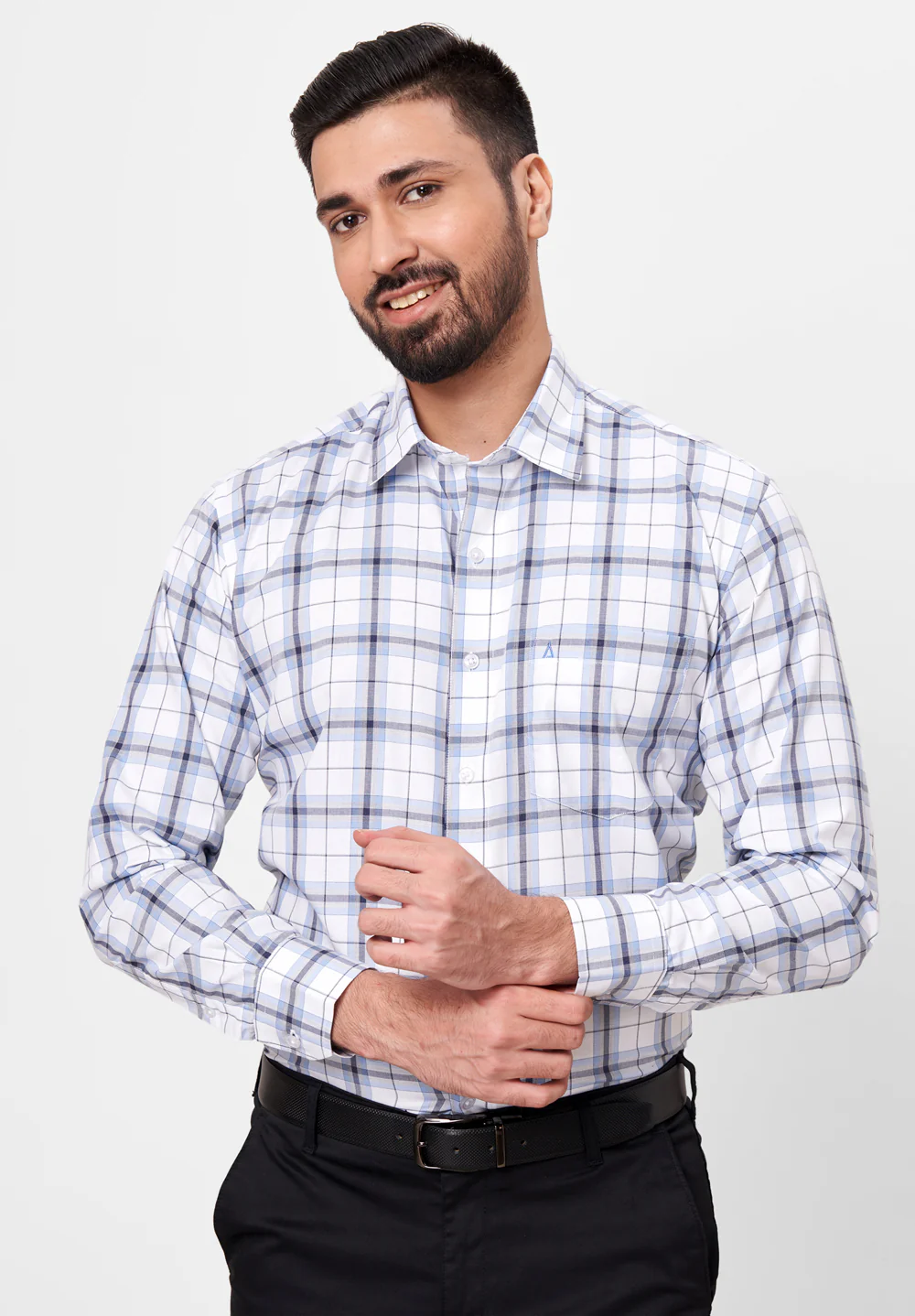 Men Blue Regular Fit Formal Shirt - Image 4