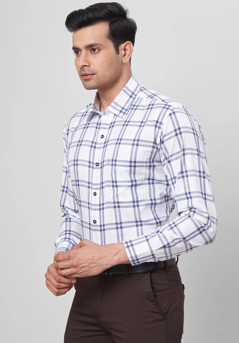 Men Blue Regular Fit Formal Shirt - Image 5