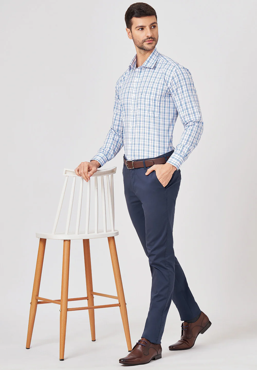 Men Blue Regular Fit Formal Shirt - Image 2