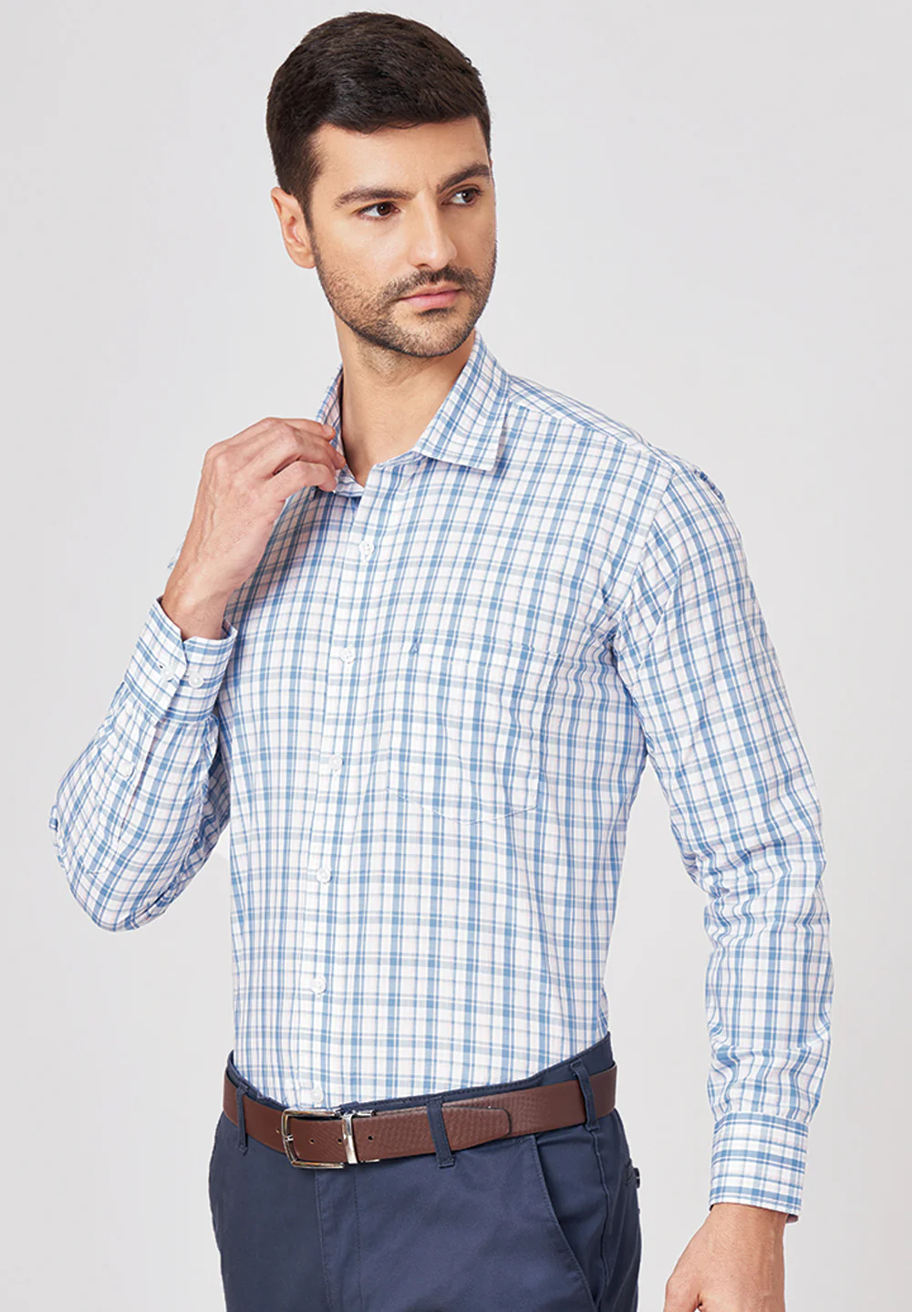 Men Blue Regular Fit Formal Shirt - Image 5