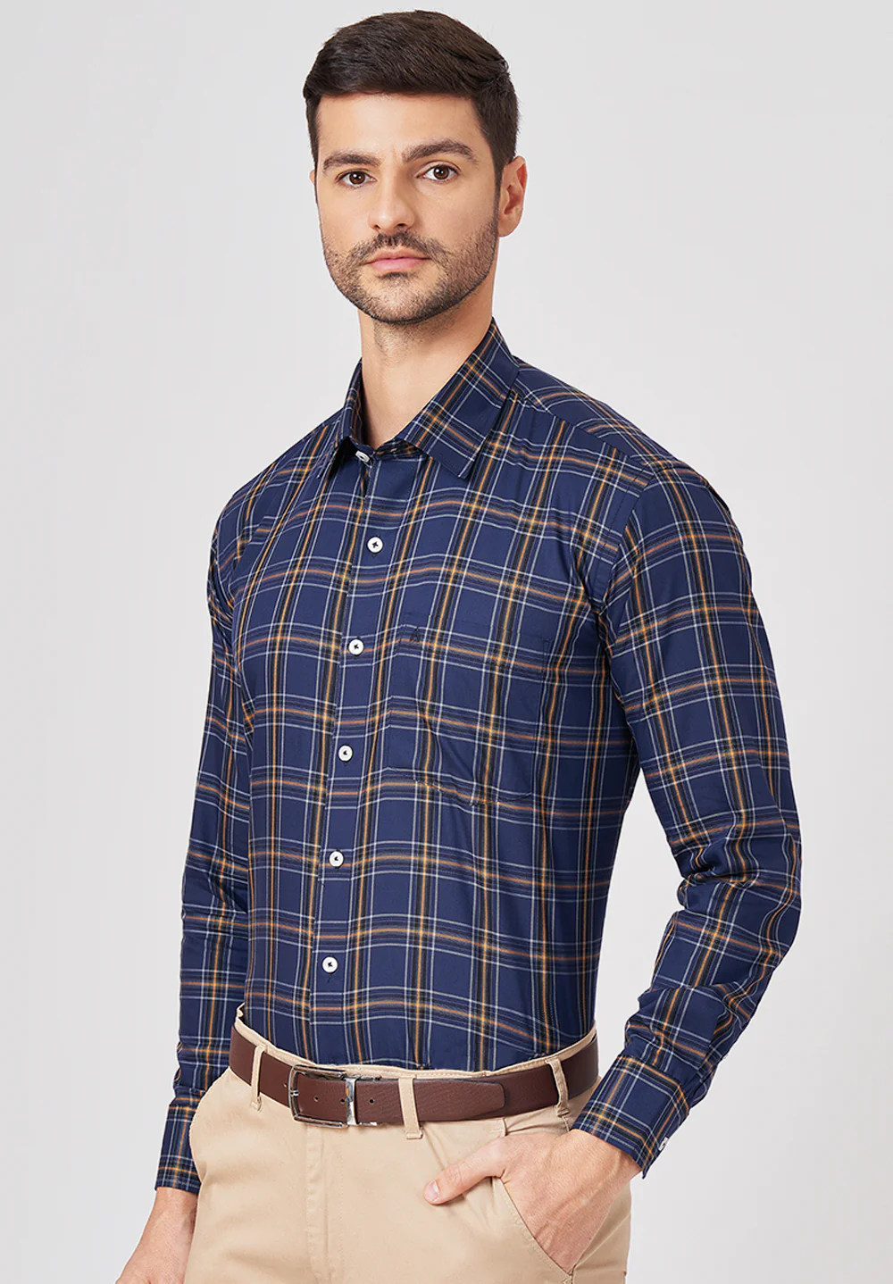 Men Blue Regular Fit Formal Shirt - Image 4