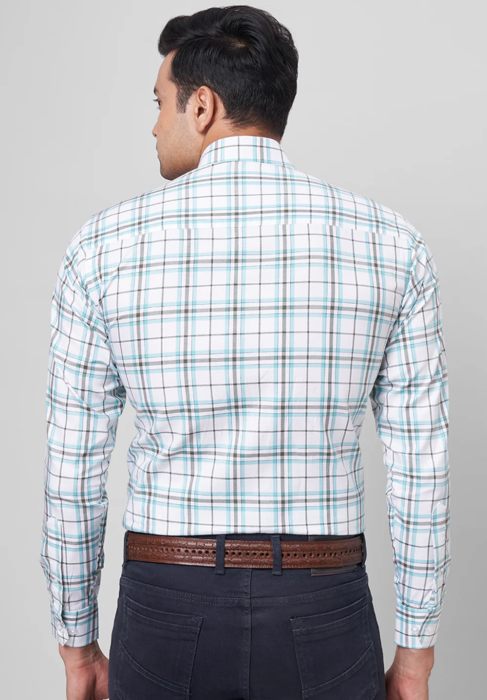 Men Blue Slim Fit Formal Shirt - Image 2