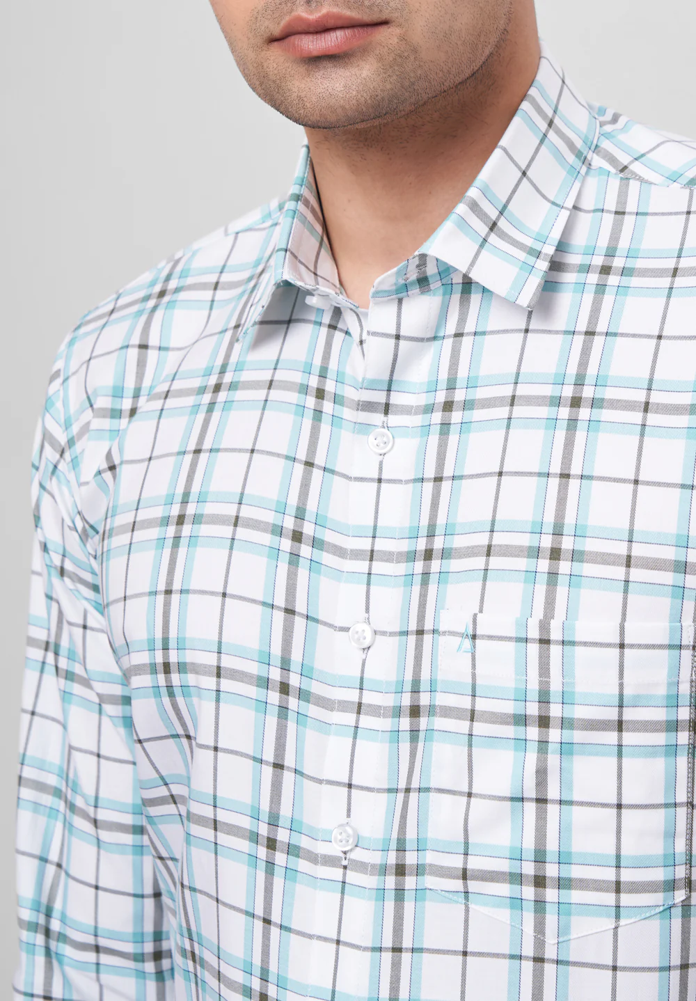 Men Blue Slim Fit Formal Shirt - Image 3