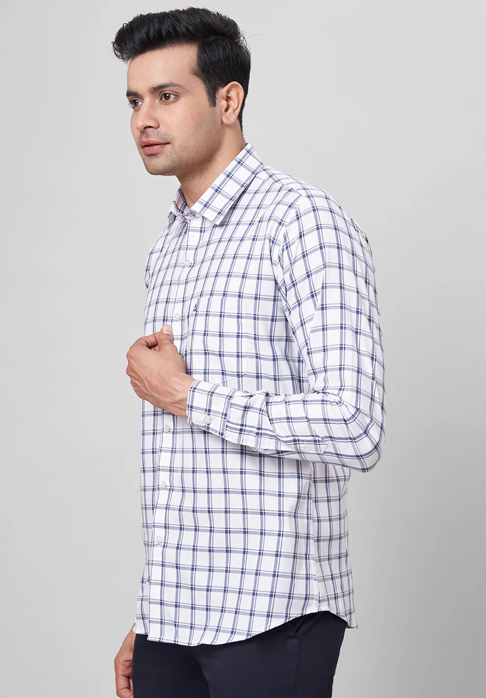 Men Blue Slim Fit Formal Shirt - Image 5