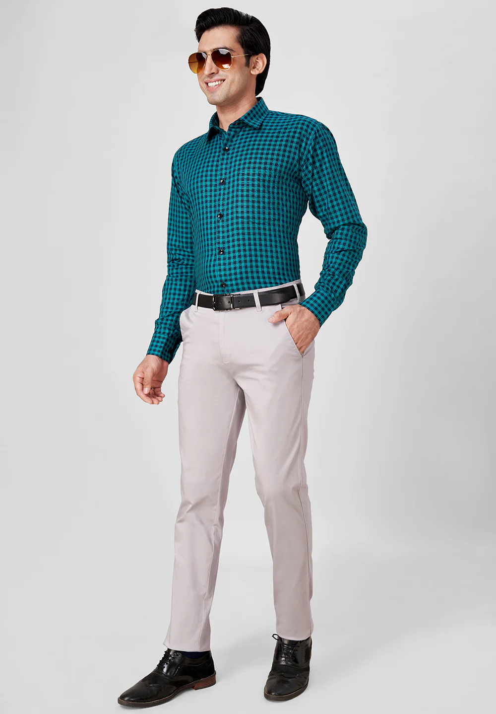 Men Blue Slim Fit Formal Shirt - Image 5