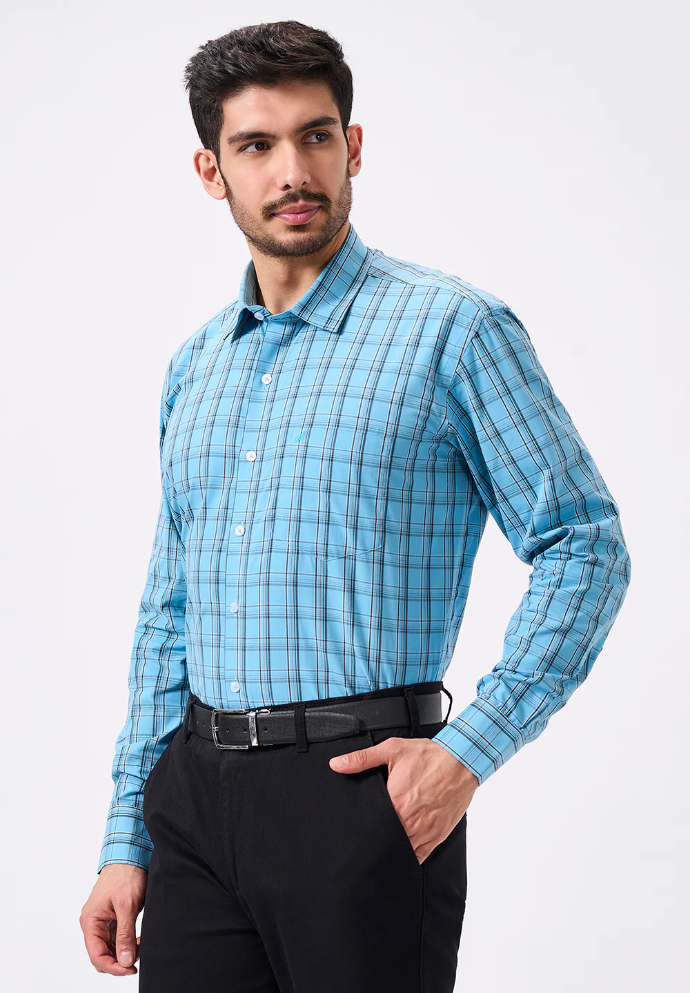 Men Blue Regular Fit Formal Shirt - Image 3